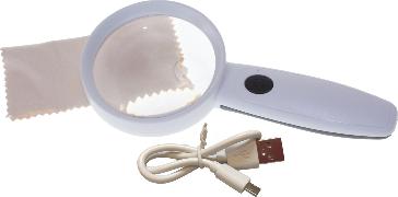 LUPA BLANCA Y NEGRA CON LUZ USB