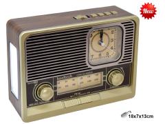 RADIO RETRO CON RELOJ Y LINTERNA